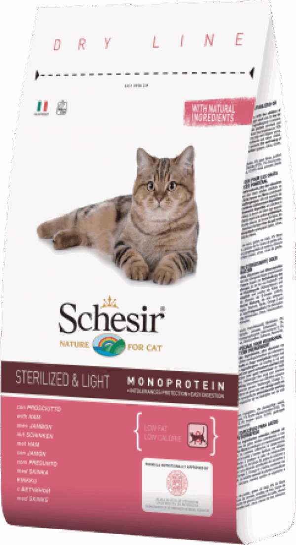 Schesir – sterilized – храна за кастрирани котки с прошуто