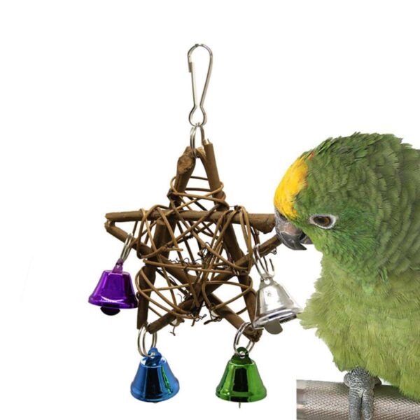 PlayMe – Natural Material Pentagram Toy With Bells – Играчка за птици Звезда със звънчета 15 см