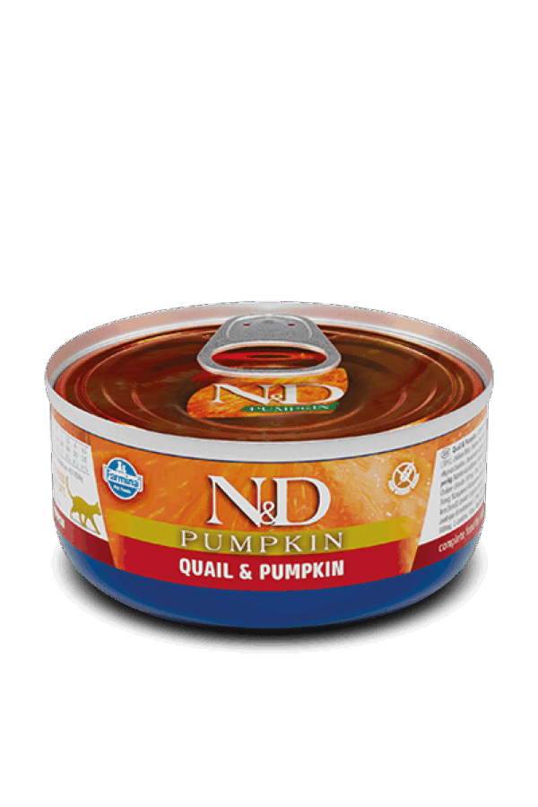 N&d cat quail & pumpkin can – консерва за котка с пъдпъдък и тиква 70гр