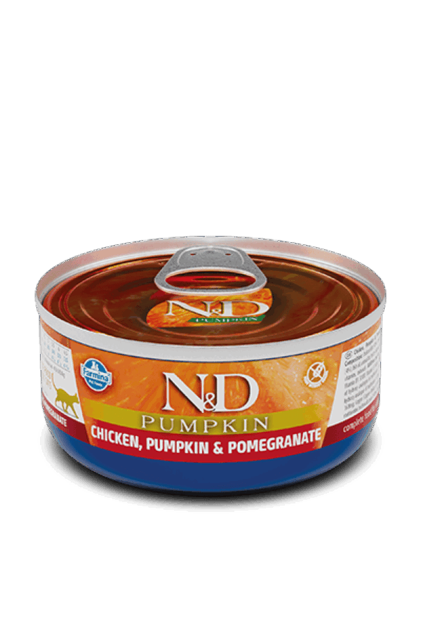 N&d cat chicken, pumpkin & pomegranate can – консерва за котка с пилешко, тиква и нар 70гр