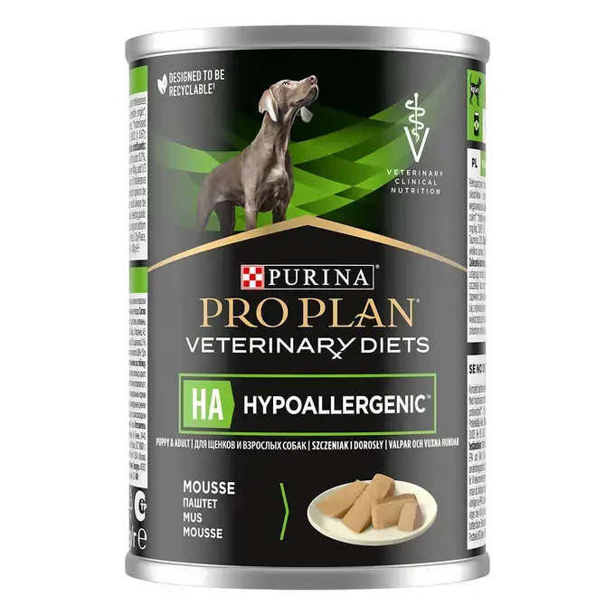 Purina pro plan canine ha hypoallergenic - консерва за кучета с непоносимост към храни и хранителни алергии 370гр