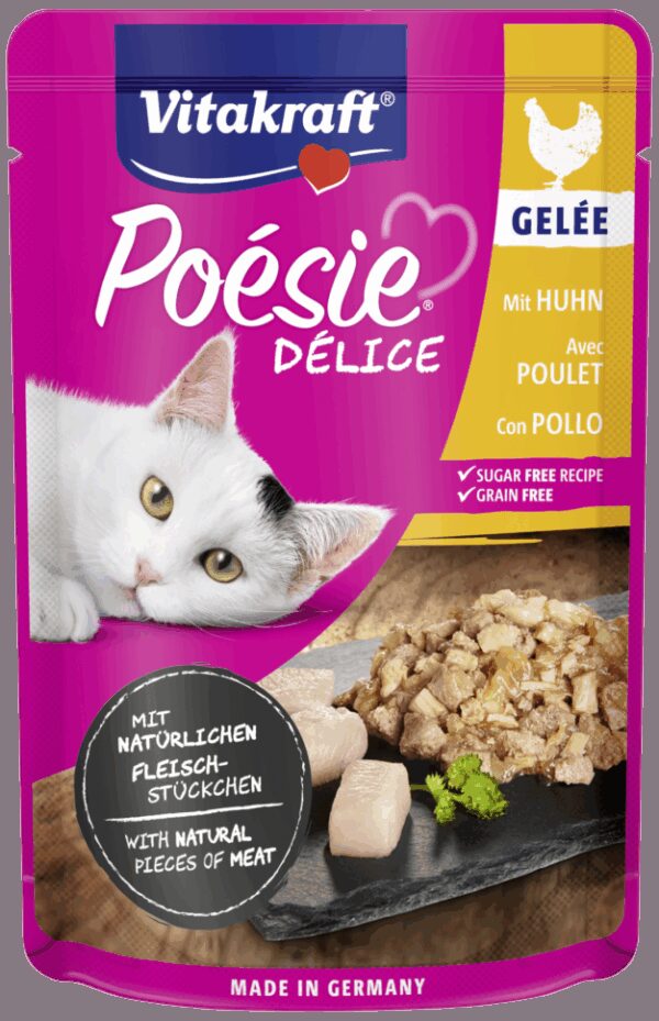 Vitakraft – poésie – пауч за котки с пилешко във вкусно желе истински парченца месо 85 гр