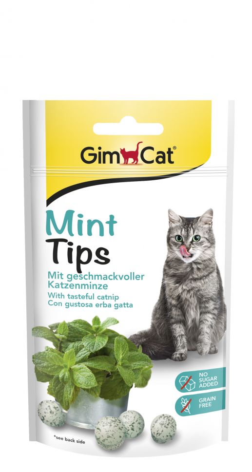Gimborn - gimcat mint tips - лакомство за котки ментови дражета с котешка трева 40 гр