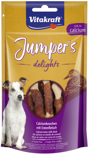 Vitakraft - vitakraft – jumper’s delights – лакомство за кучета калциеви кокалчета с патешко 80гр