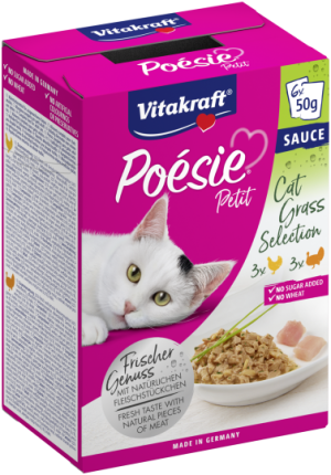 Vitakraft - vitakraft – poésie petit multipack – пастет за котка селекция с котешка трева 3 бр. С пиле + 3 бр. С пуйка – мултипак 300гр