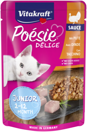 Vitakraft - vitakraft – poesie delice junior – пауч за котки с пуешки гърди в сос 85 гр