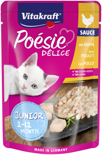 Vitakraft – poesie delice junior – пауч за котка с пиле вкусен сос с истински парченца месо 85 гр