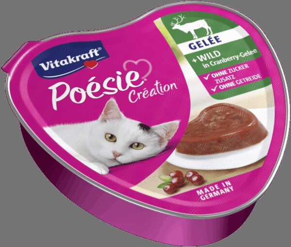 Vitakraft - vitakraft – poesie – консерва за котка хапки в желе дивеч в желиран бульон от червена боровинка “сърце” 85 гр