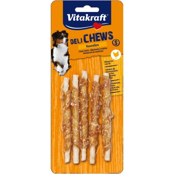Vitakraft - vitakraft – deli chews s – лакомства за кучета от телешка кожа спираловидни солети с пилешко месо малки s, 5 бр.