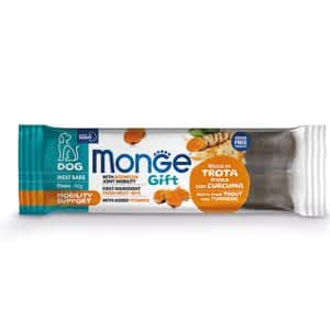 Monge - monge – gift meat bars mobility support – лакомство за кучета барчета с пъстърва, босвелия и куркума за грижа за ставите, без зърнени култури 40 гр