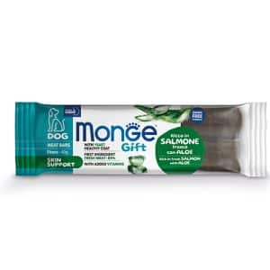 Monge - monge – gift meat bars skin support – лакомства за кучета барчета със сьомга, алое вера и дрожди за здрави кожа и козина, без зърнени култури 40 гр