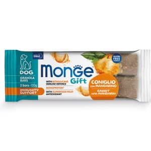 Monge - monge – gift granola bars immunity support – лакомство за кучета монопротеинови барчета със заешко и мандарини за подсилване на имунитета, безглутенови 120 гр