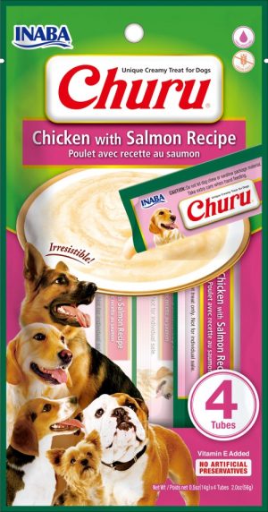 Наградки - inaba churu chicken with salmon – кремообразно лакомтво за куче с пиле и риба тон 4бр