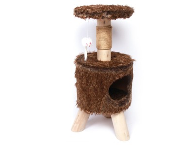 M-pets castor - драскало за котка с хралупа кафяво