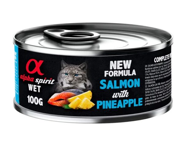 Консерви за котка - alpha spirit cat salmon with pineapple – консерва за котка със сьомга и ананас 100 гр