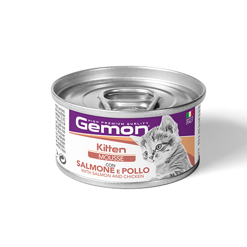 Gemon kitten mousse with salmon & chicken - консерва мус за подрастващи котенца със сьомга и пиле 85гр