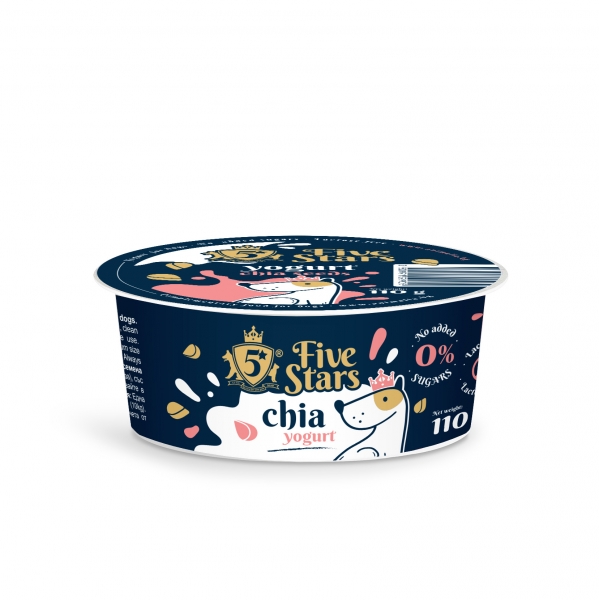 5 stars yogurt with chia dog - йогурт за кучета с чия 110 гр