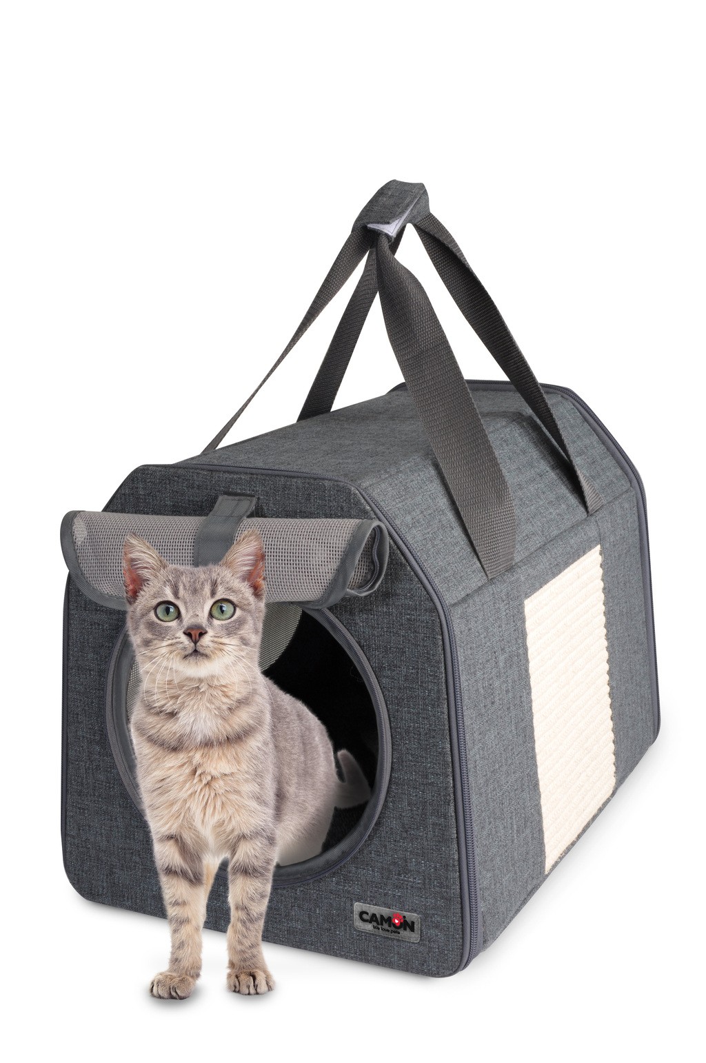 Camon cat carrier with scratching carpet - транспортна чанта за котка със странично драскало