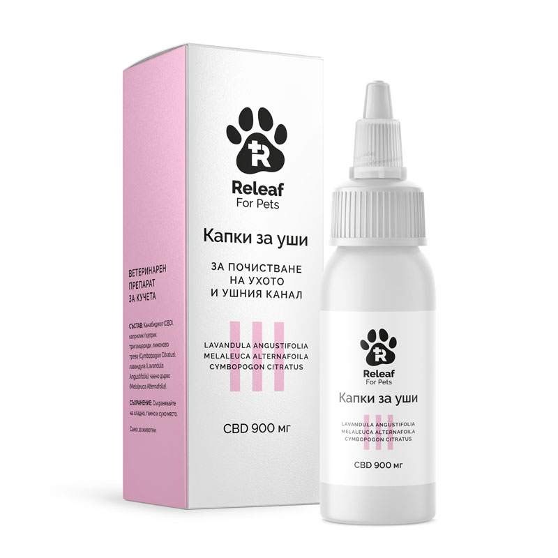 ear-drops_30-ml_bottle&box_bg Releaf ear drops for dog – капки за уши на куче, за почистване на ухото и ушния канал 30 мл