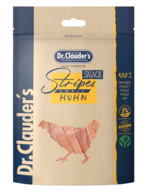 Dr clauders stripes huhn – лакомство за кучета накъсани летни с пилешко месо – 80 гр.