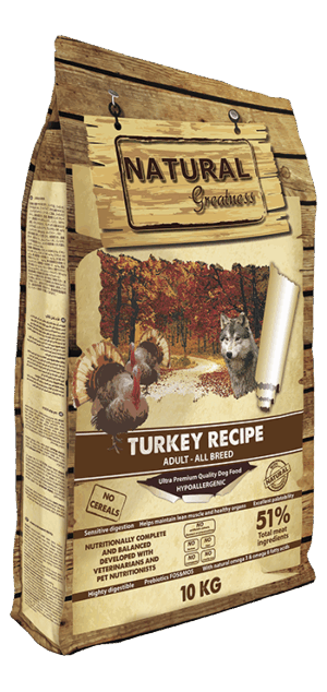 Natural greatness храна за кучета - natural greatness turkey sensitive digestion – суха храна за кучета от всички породи с пуешко месо