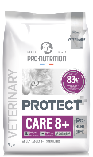 Pro-nutrition protect care 8+ - диетична храна за възрастни котки над 8 години с бъбречна, сърдечна или ставна недостатъчност 2 кг