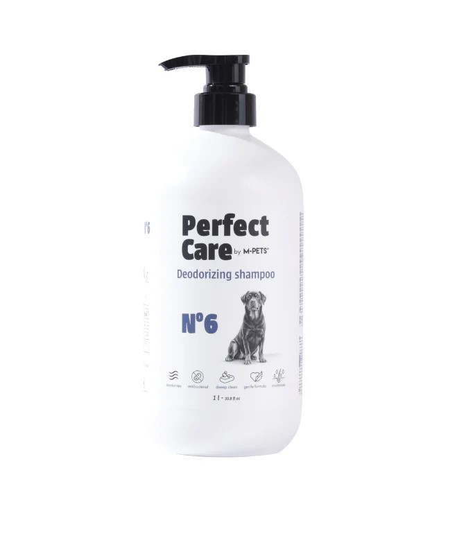 M-pets deodorizing shampoo №6 - шампоан за куче със свеж и дълготраен аромат с масло от нийм, кедрово и чаено дърво 1л