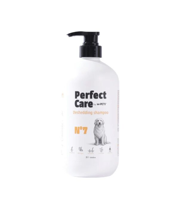 M-pets deshedding dog shampoo №7 – шампоан при косопад за кучета с ленено масло и витамин а 1л