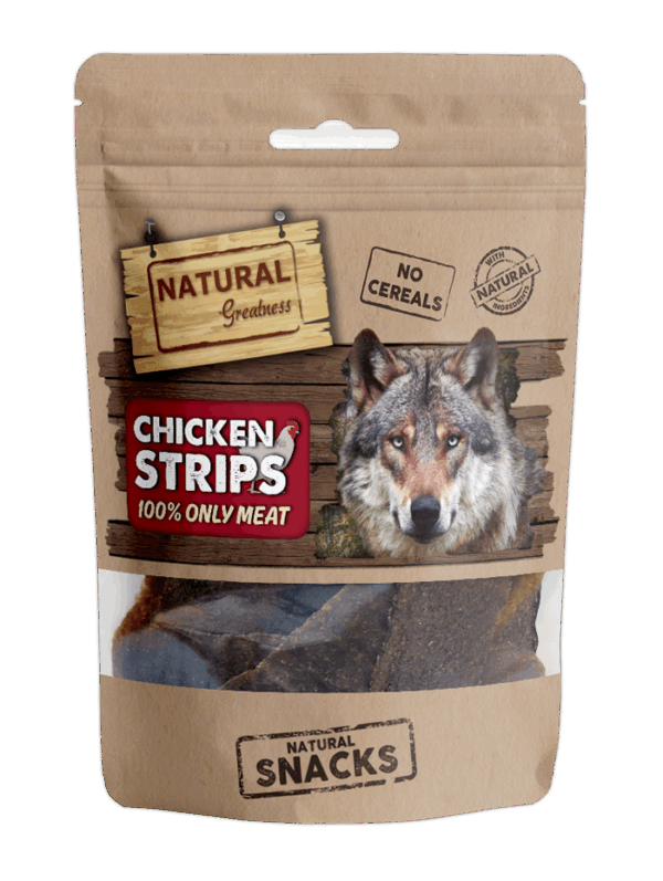 Natural greatness - natural greatness chicken strips – лакомство за куче 100% дехидратирани ленти от пилешко месо (70 г)