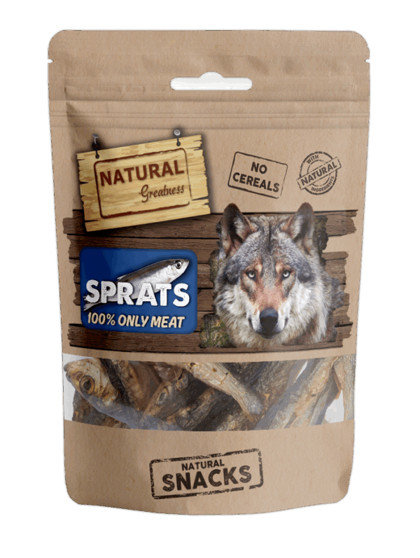 Наградки - natural greatness dehydrated sprats – натурално лакомство сушени рибки за кучета (50 г)