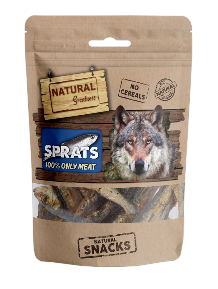 Natural greatness dehydrated sprats – натурални сушени рибки за кучета (50 г)