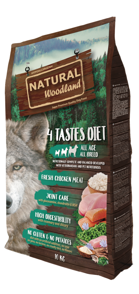 Natural woodland 4 tastes diet – суха храна за кучета с грижа за ставите и висока усвояемост
