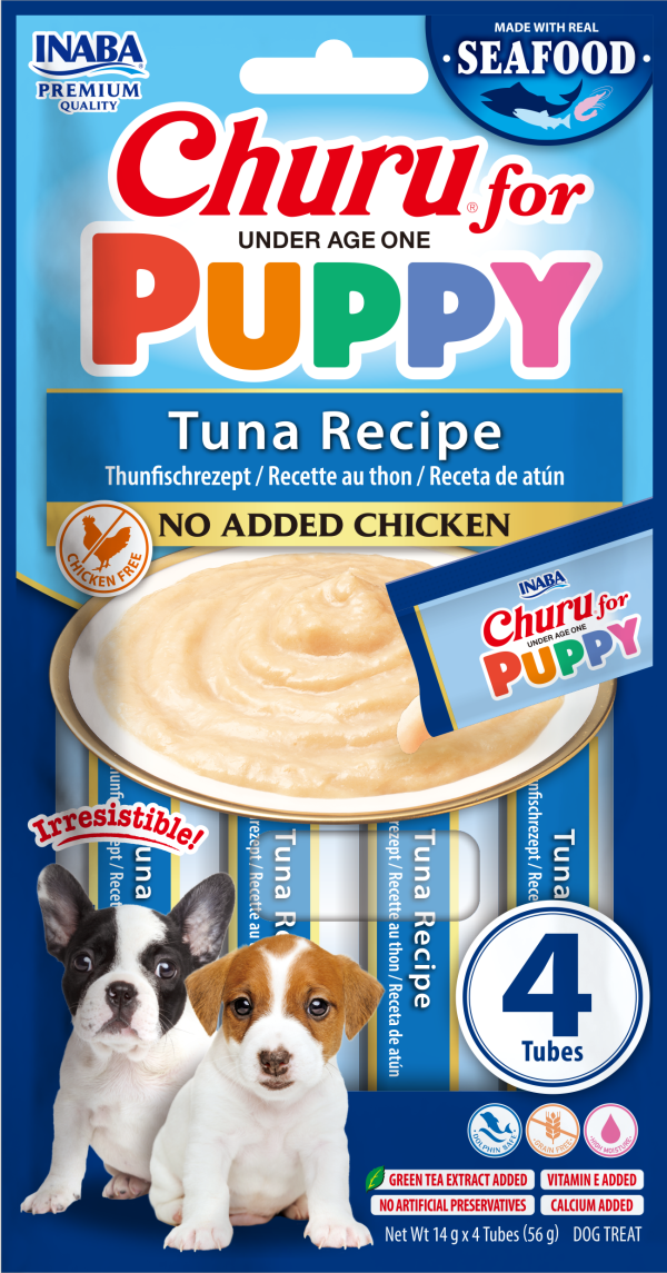 Inaba churu for puppy tuna recipe – кремообразно лакомство за кученца с риба тон 4 x 14 г
