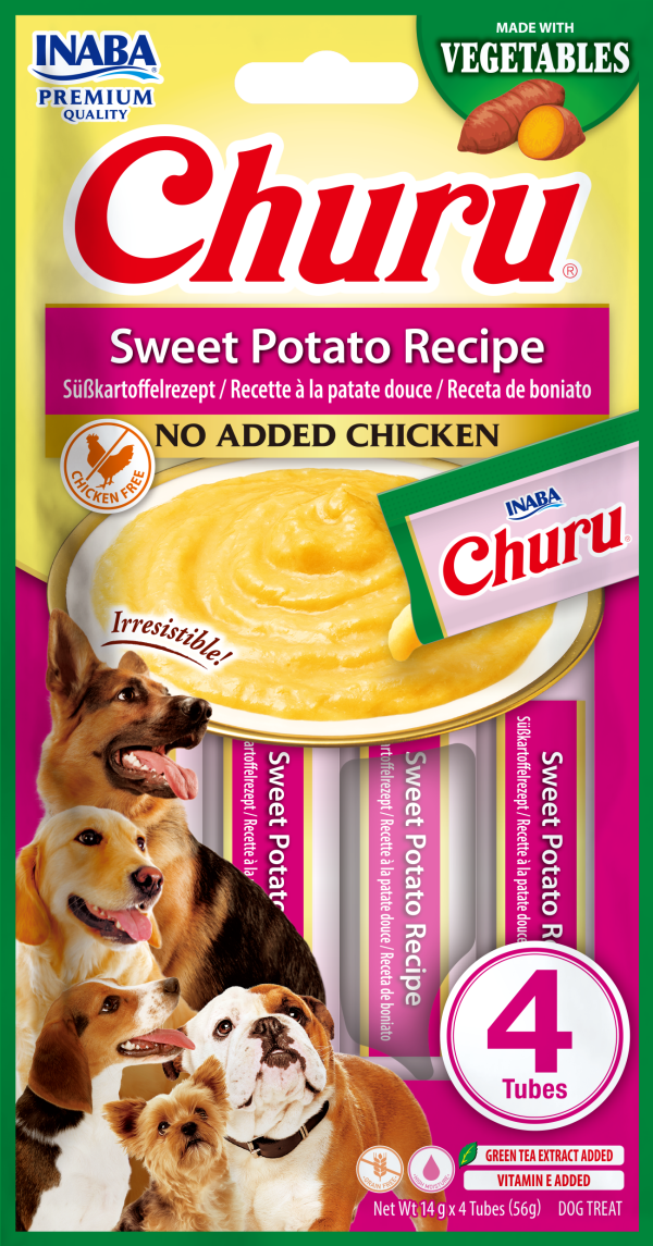 Inaba dog churu sweet potato recipe – кремообразно лакомство за кучета със сладък картоф 4 x 14 г