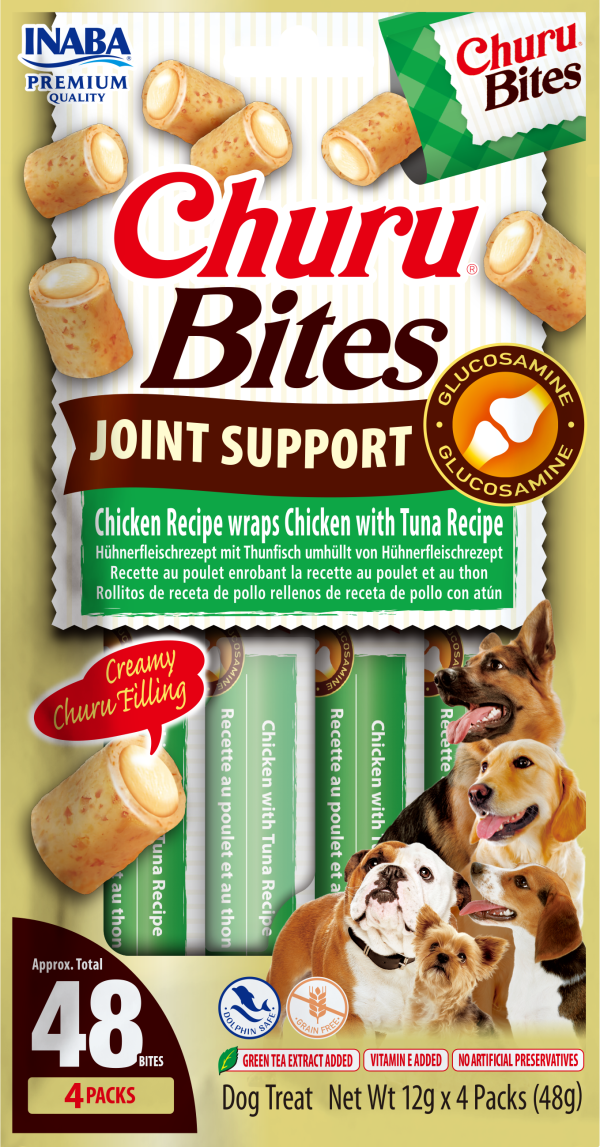 Inaba churu bites joint support chicken with tuna – меки лакомства за кучета за стави с пиле и риба тон 4 x 12 г