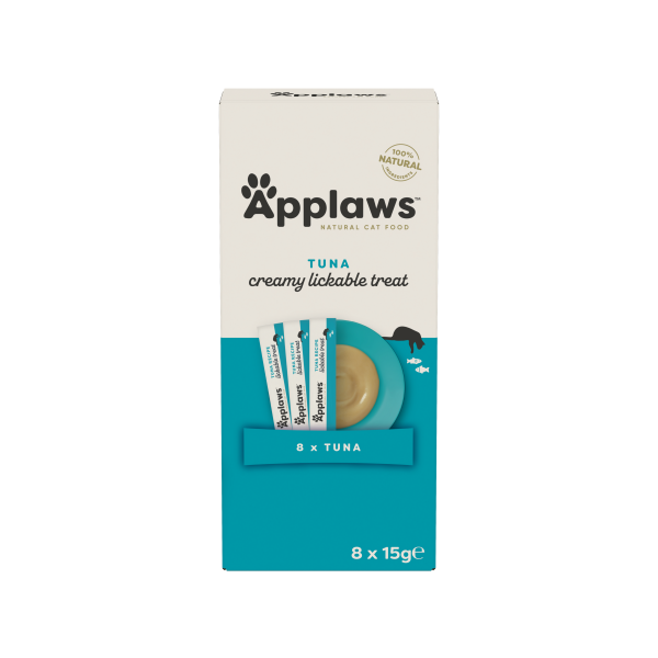 Меки деликатеси - applaws tuna creamy lickable treat – нежно кремообразно лакомство с риба тон за котки 8 бр