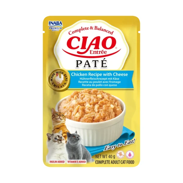 Inaba ciao entrée paté chicken recipe with cheese – пълноценна мокра храна за котки с пиле и сирене 40 г