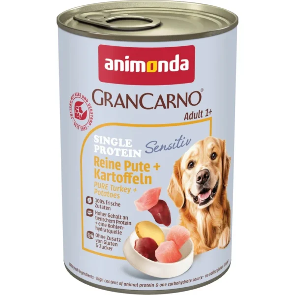 Animonda grancarno sensitiv – монопротеинова храна за чувстителни кучета с пуйка и картофи 400 гр